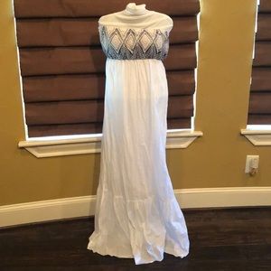 H&M white and gray strapless maxi dress